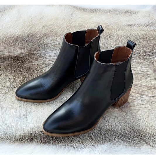 Women's Classic Chelsea Boots – Pointed Toe with Block Heel