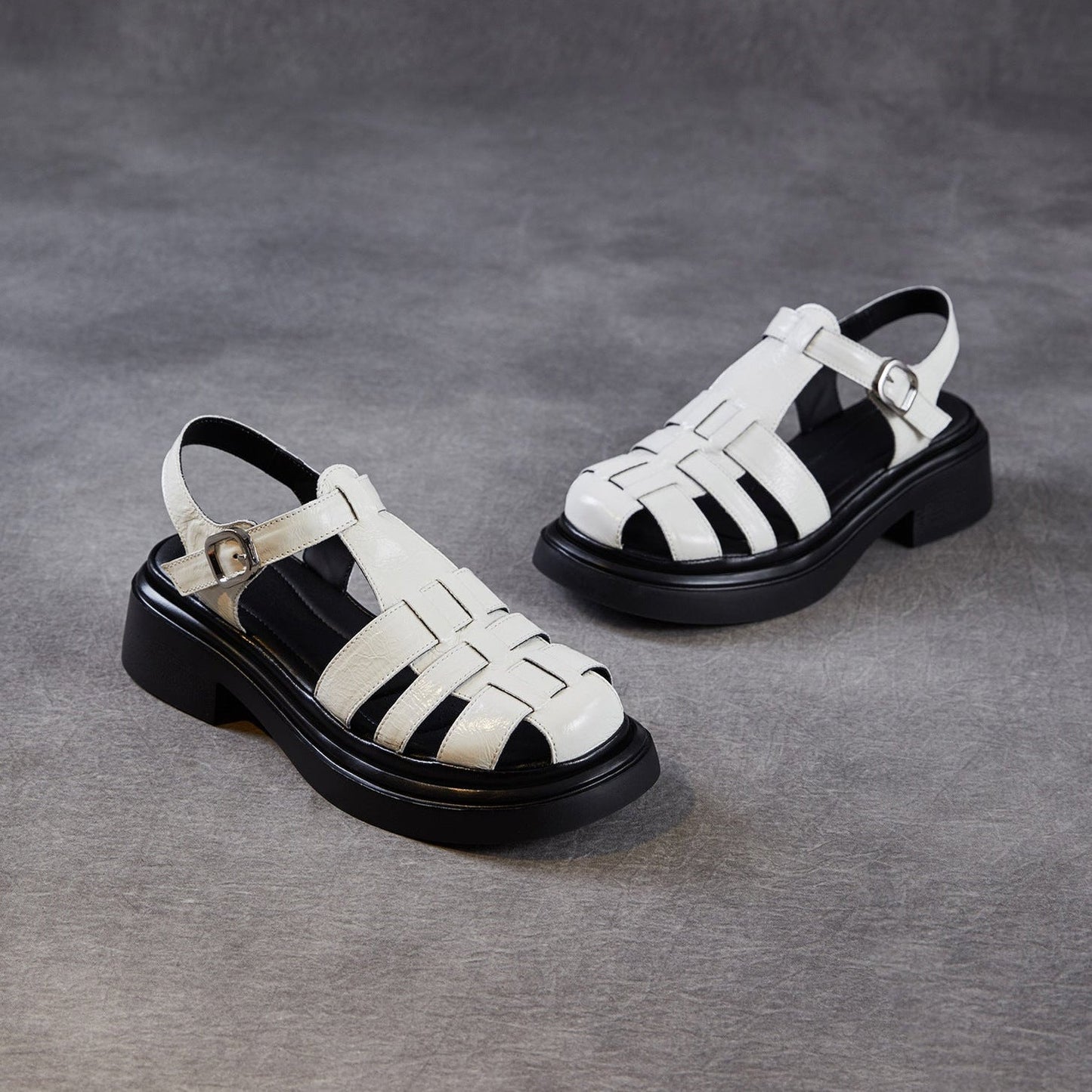 Women's Genuine Leather Casual Sandals Summer Fisherman Platform Wedge Comfort Shoes