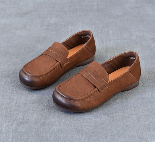 Women's Handmade Genuine Leather Casual Loafers Walking Shoes