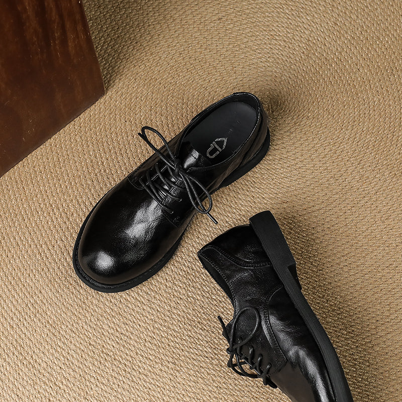 Women's Leather Comfortable Soft Flat Oxfords & Tie Shoes