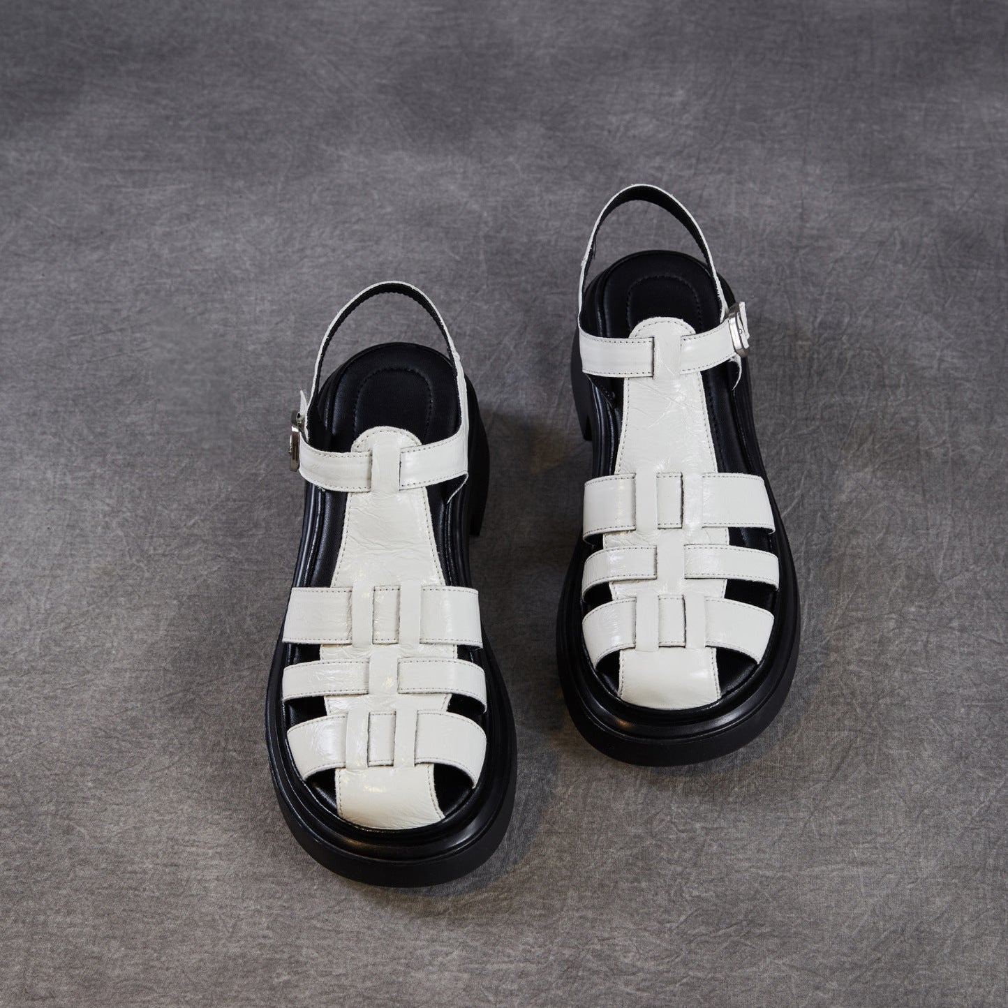 Women's Genuine Leather Casual Sandals Summer Fisherman Platform Wedge Comfort Shoes