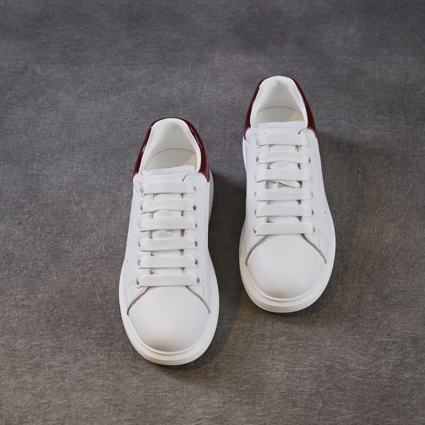 Women's Leather Casual Sneakers Spring Fall Round Toe Lace-up Platform Shoes