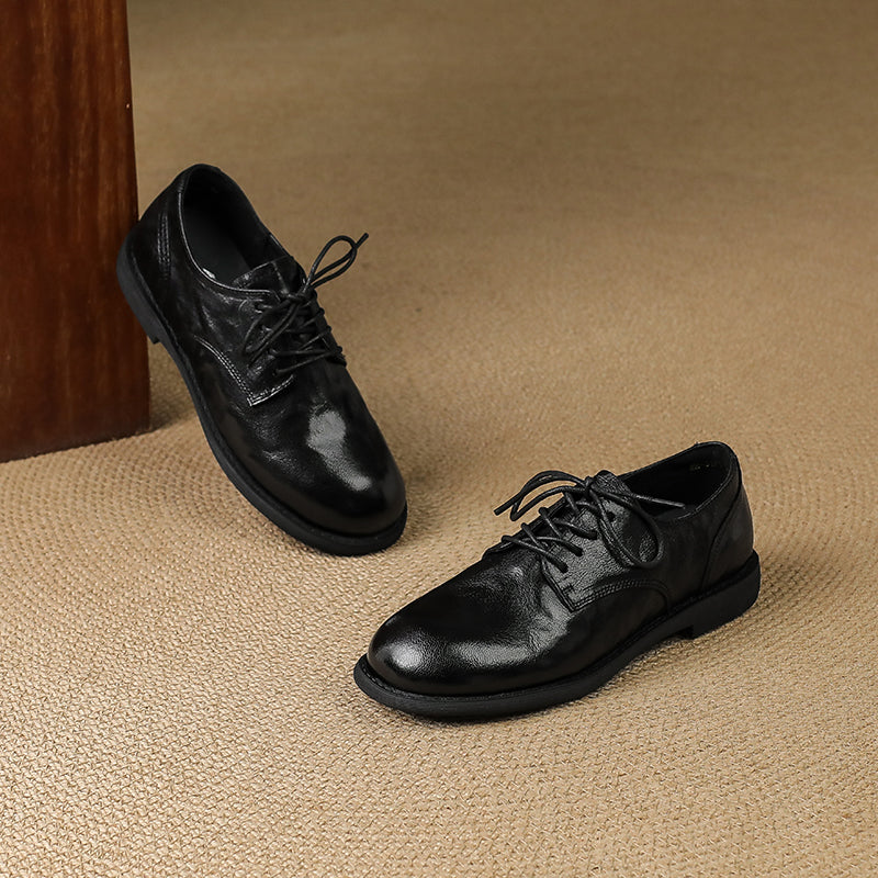 Women's Leather Comfortable Soft Flat Oxfords & Tie Shoes