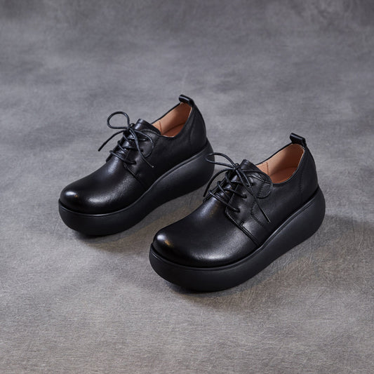 Women's Leather Platform Sneakers - Ultra-Lightweight EVA Sole