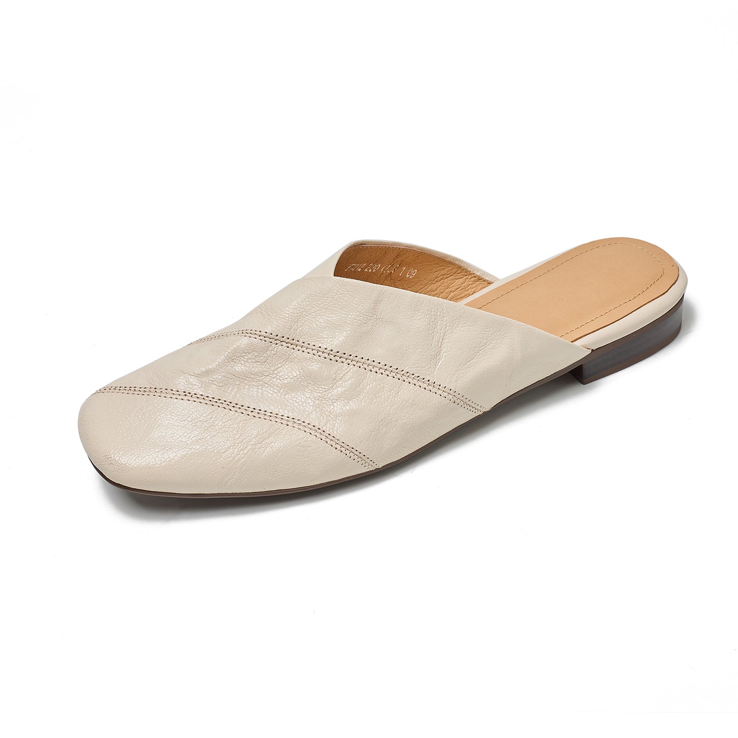 Women's Retro Lambskin Mules Vintage Square Toe Slip-on Casual Flats