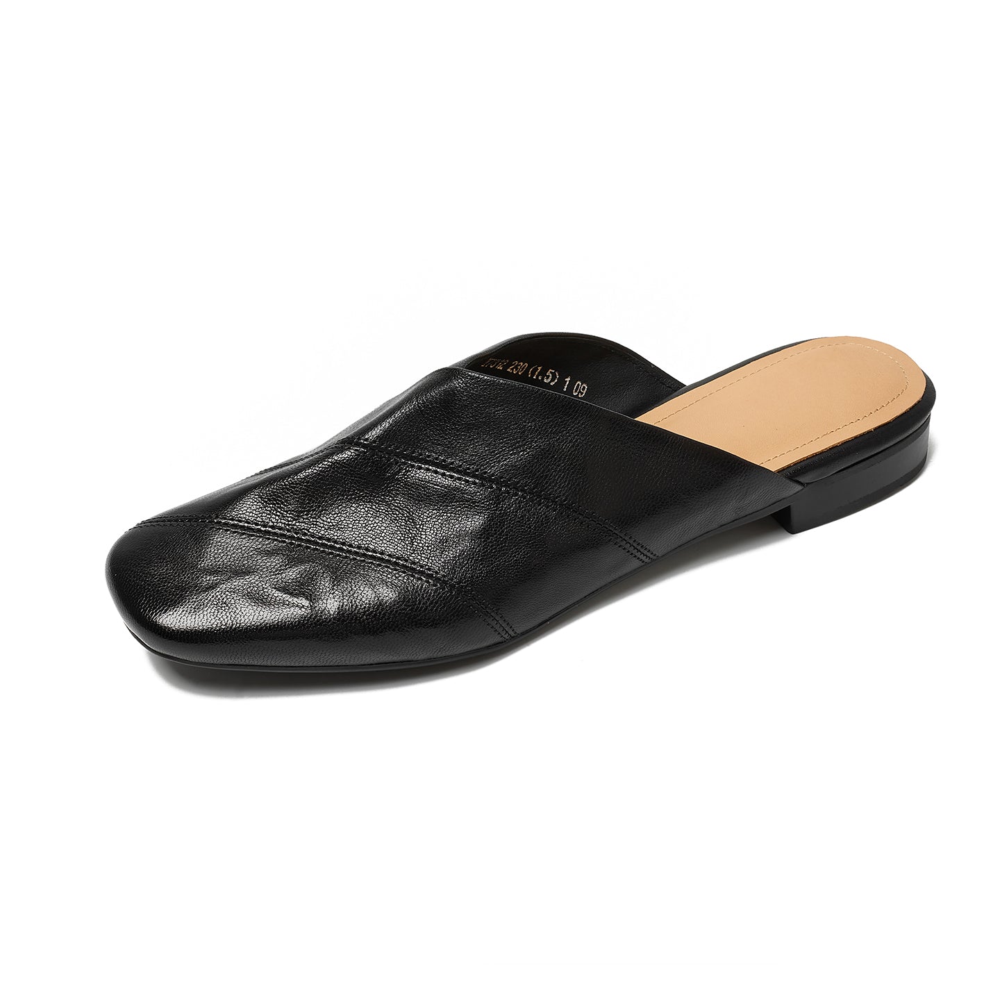 Women's Retro Lambskin Mules Vintage Square Toe Slip-on Casual Flats