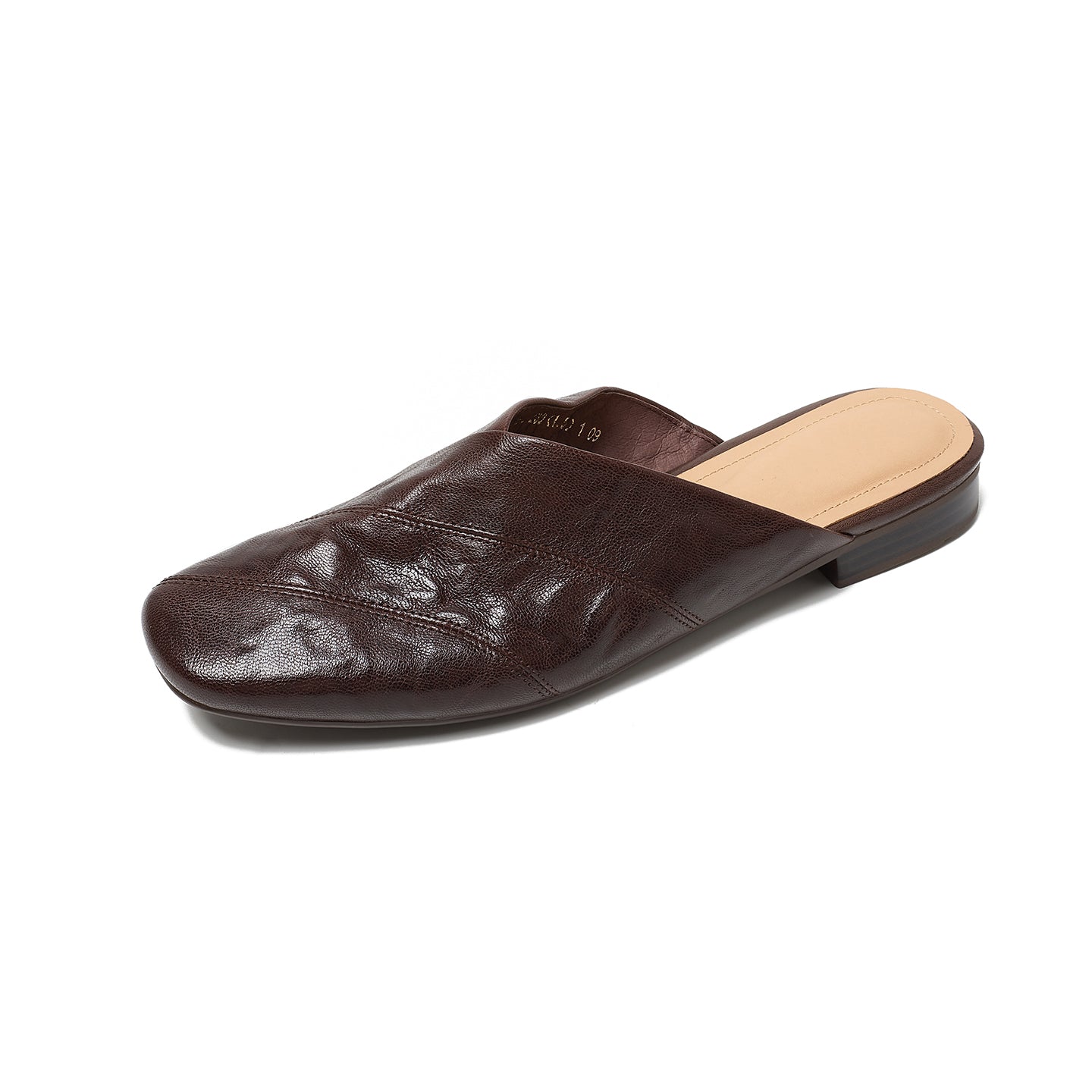 Women's Retro Lambskin Mules Vintage Square Toe Slip-on Casual Flats