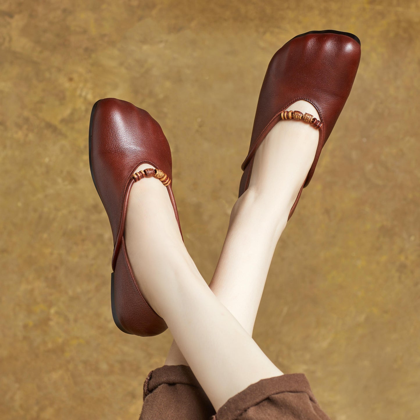 Women's Handmade Leather Literary Style Slip-On Ballet Flats