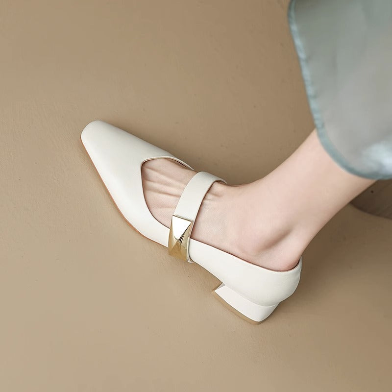Women's Leather Business Mary Jane Heel Pump