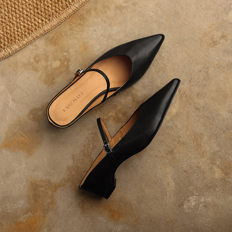 Ultra-Soft Washed Leather Heels - Elegant Pointed-Toe Summer Pumps Premium Dress Shoes