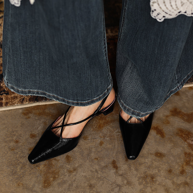 Modern Criss-Cross Slingback Sandals - Sophisticated All-Day Professional Footwear