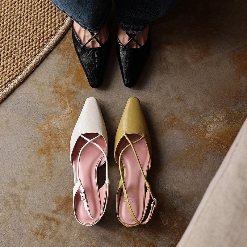 Modern Criss-Cross Slingback Sandals - Sophisticated All-Day Professional Footwear