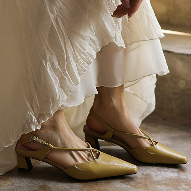 Modern Criss-Cross Slingback Sandals - Sophisticated All-Day Professional Footwear