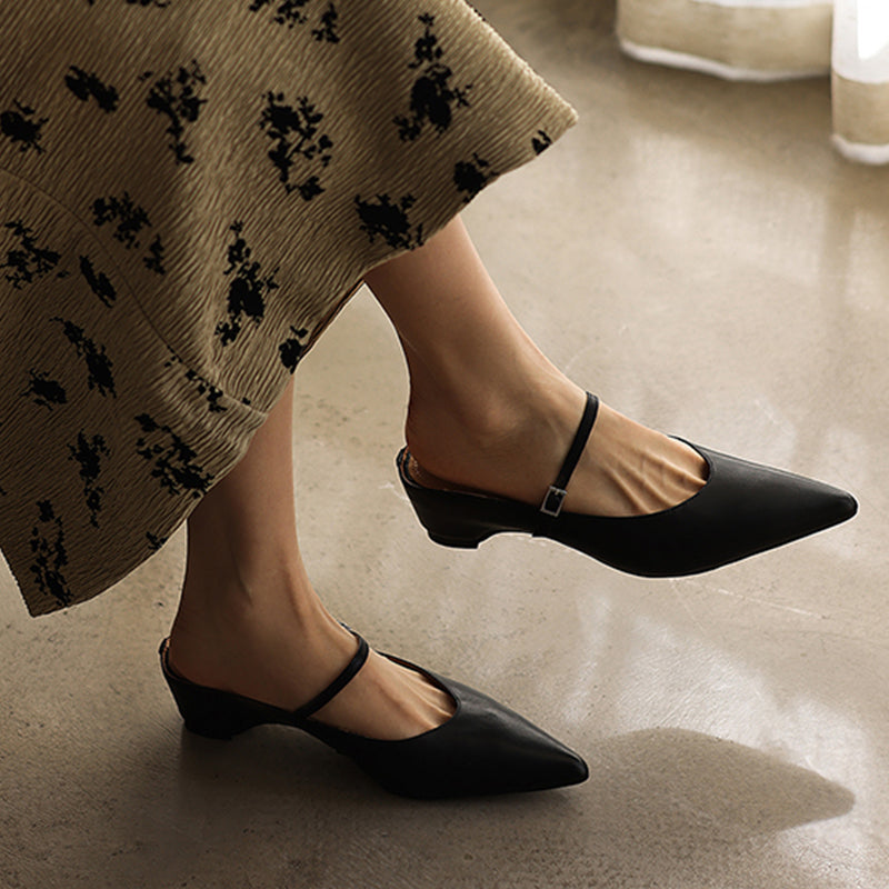 Ultra-Soft Washed Leather Heels - Elegant Pointed-Toe Summer Pumps Premium Dress Shoes