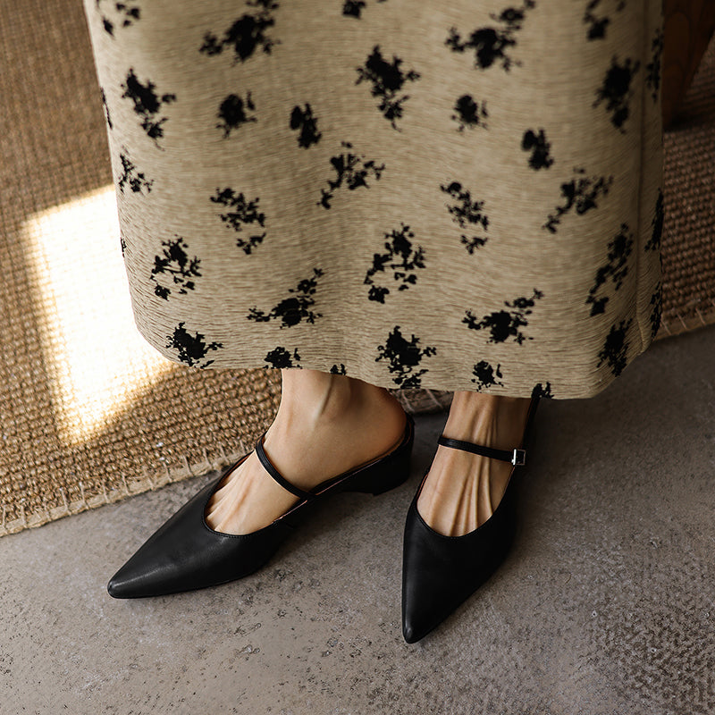 Ultra-Soft Washed Leather Heels - Elegant Pointed-Toe Summer Pumps Premium Dress Shoes