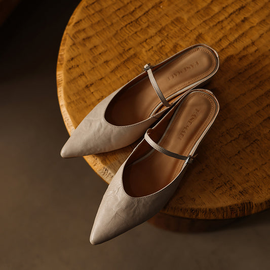 Ultra-Soft Washed Leather Heels - Elegant Pointed-Toe Summer Pumps Premium Dress Shoes