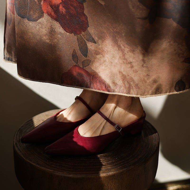 Ultra-Soft Washed Leather Heels - Elegant Pointed-Toe Summer Pumps Premium Dress Shoes