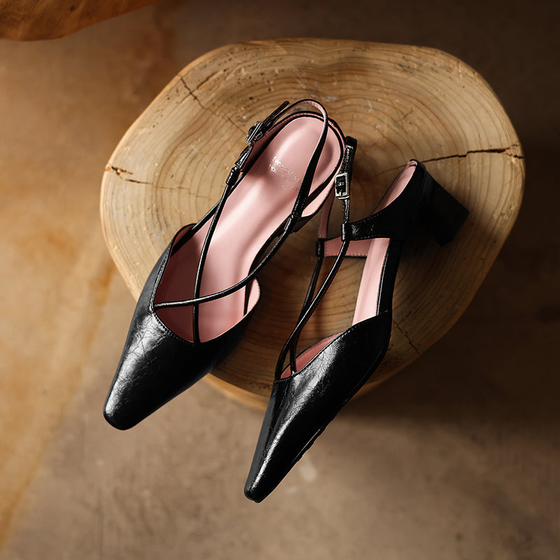 Modern Criss-Cross Slingback Sandals - Sophisticated All-Day Professional Footwear