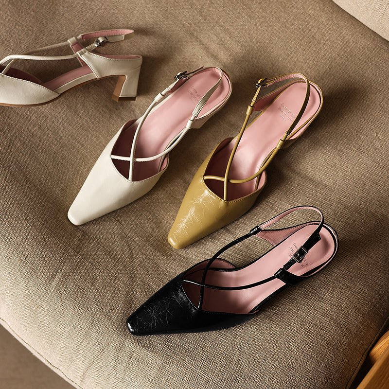 Modern Criss-Cross Slingback Sandals - Sophisticated All-Day Professional Footwear