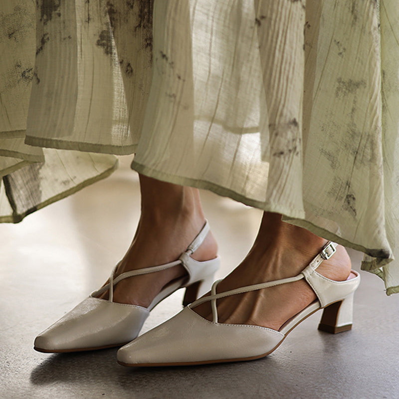 Modern Criss-Cross Slingback Sandals - Sophisticated All-Day Professional Footwear