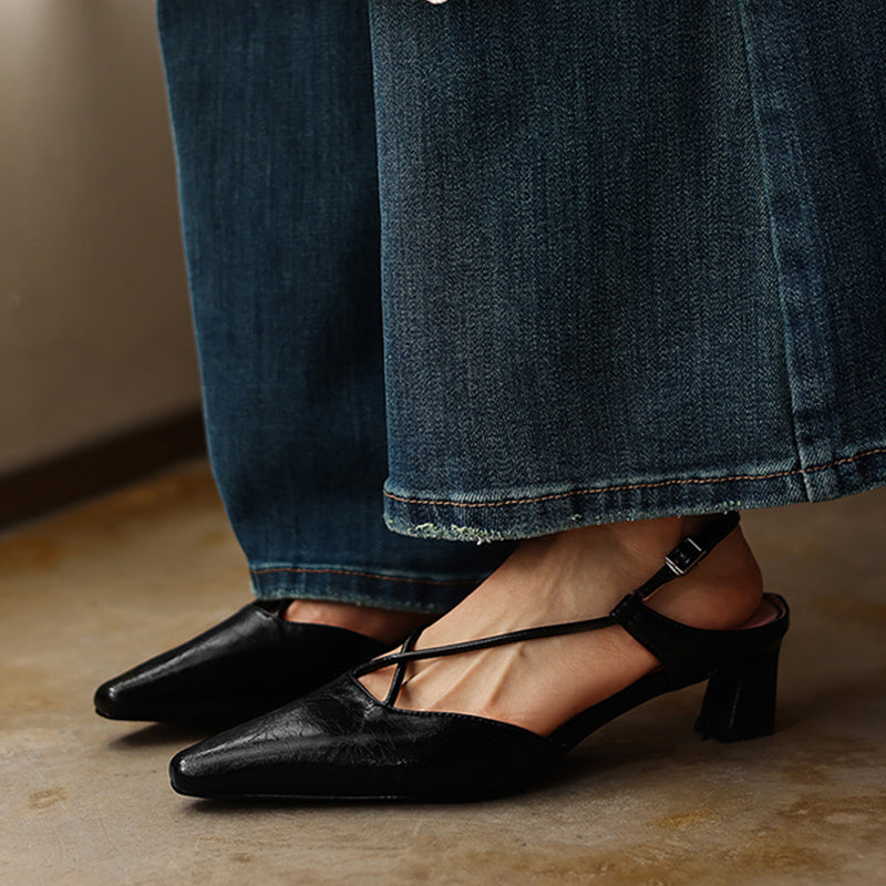 Modern Criss-Cross Slingback Sandals - Sophisticated All-Day Professional Footwear