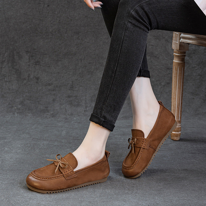 Women's Leather Soft Sole Flats – Comfortable Walking Shoes