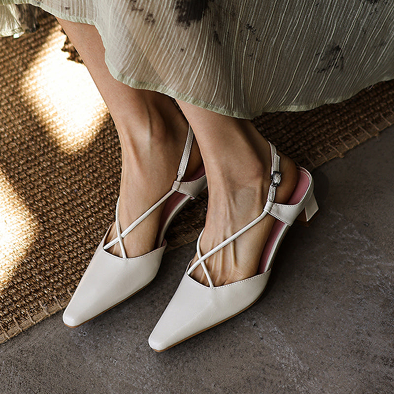 Modern Criss-Cross Slingback Sandals - Sophisticated All-Day Professional Footwear