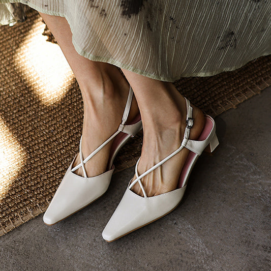 Modern Criss-Cross Slingback Sandals - Sophisticated All-Day Professional Footwear