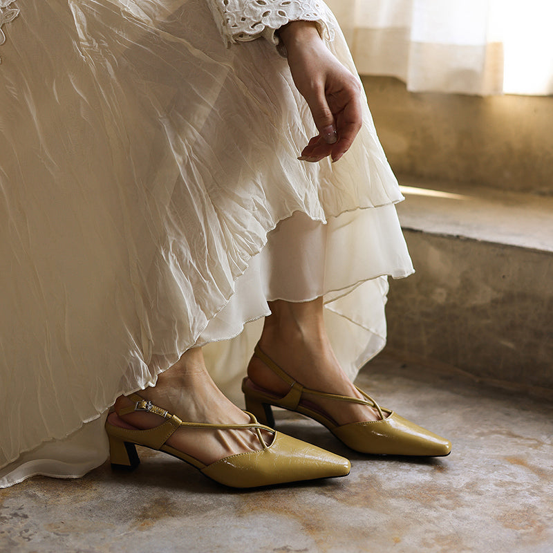 Modern Criss-Cross Slingback Sandals - Sophisticated All-Day Professional Footwear