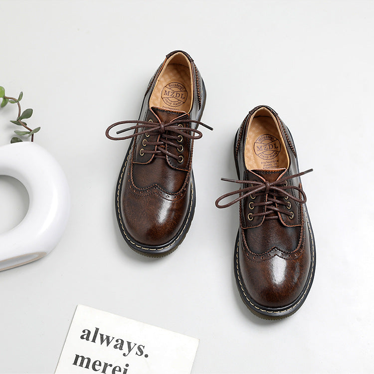 Women's Vintage Oxford Loafers Brogues Lace Up Casual Flats Shoes