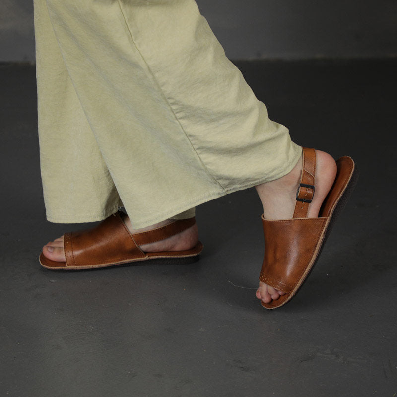Women's Vintage Bohemian Leather Sandals - Artisanal Open Toe Comfortable Summer Shoes