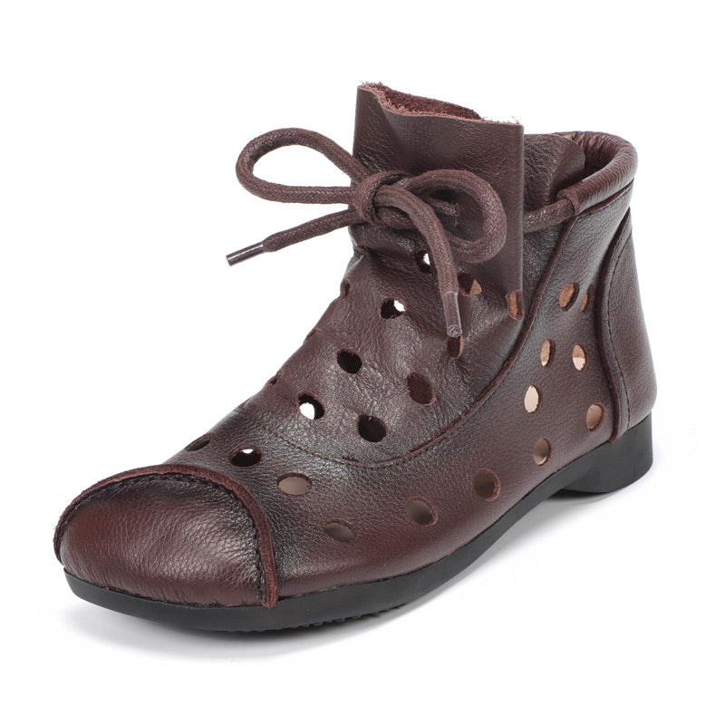 Women's Summer Leather Hollow Out Ankle Boots