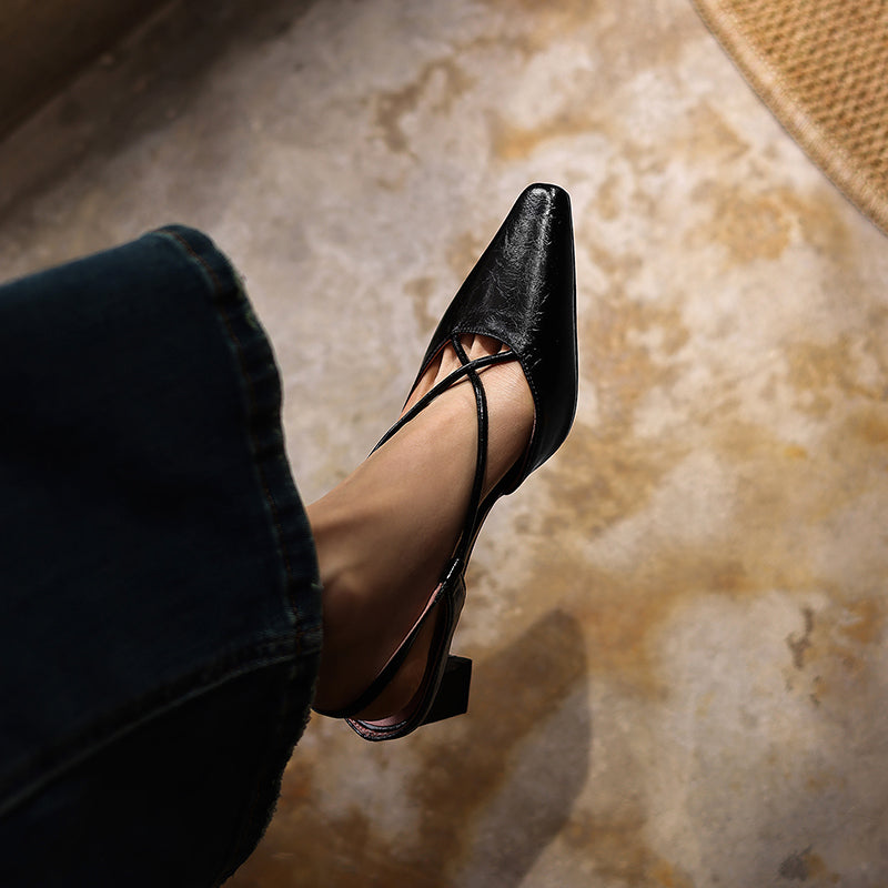 Modern Criss-Cross Slingback Sandals - Sophisticated All-Day Professional Footwear