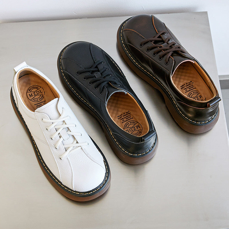 Womens Platform Oxfords Lace Up Flats Leather Shoes