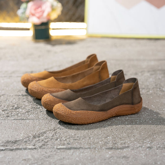 Women's Leather Casual Flat Glove Shoes