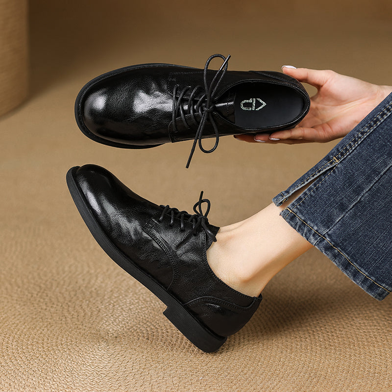 Women's Leather Comfortable Soft Flat Oxfords & Tie Shoes