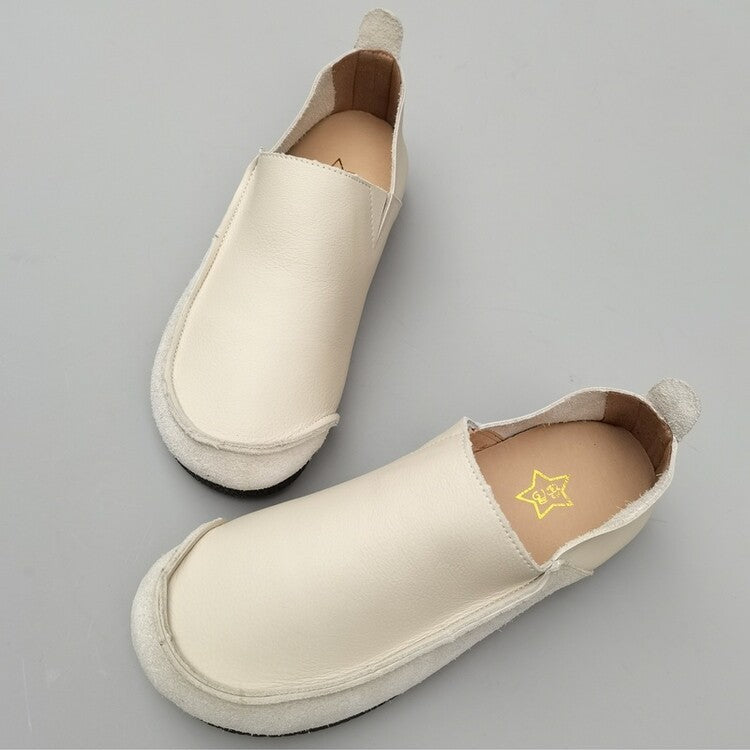 Women's Men's Handmade Genuine Leather Slip-on Minimalist Soft Walking Flat Shoes