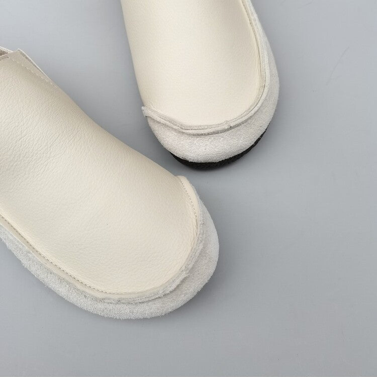 Women's Men's Handmade Genuine Leather Slip-on Minimalist Soft Walking Flat Shoes