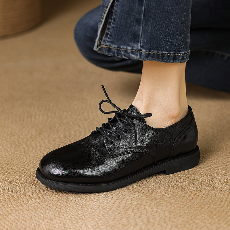 Women's Leather Comfortable Soft Flat Oxfords & Tie Shoes