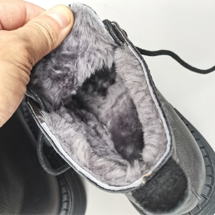 Wide Toe Leather Ankle Boots for Women – Lace-up Handmade Shearling Winter Shoes