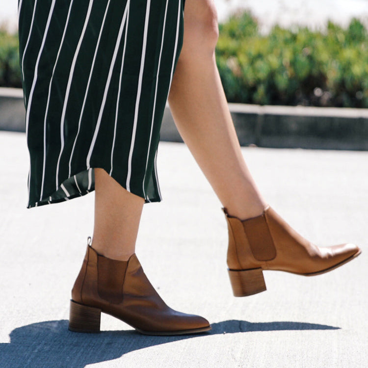 Women's Classic Chelsea Boots – Pointed Toe with Block Heel