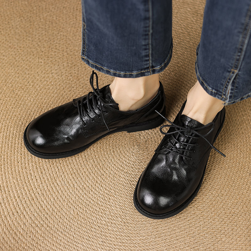 Women's Leather Comfortable Soft Flat Oxfords & Tie Shoes