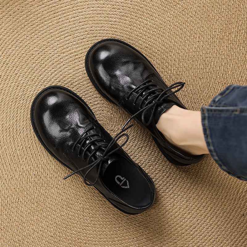 Women's Leather Comfortable Soft Flat Oxfords & Tie Shoes