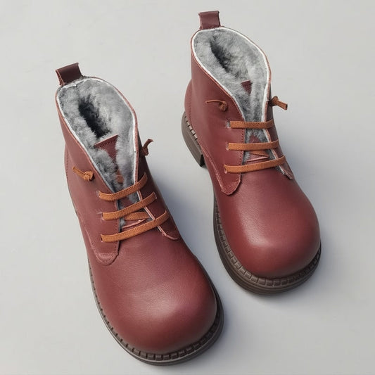 Women's Wide Toe Derby Winter Ankle Boots – Sheepskin Lined, Comfortable Fit