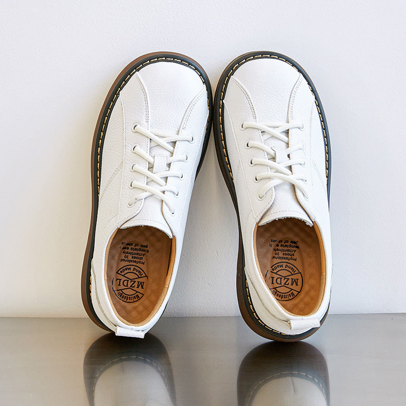 Womens Platform Oxfords Lace Up Flats Leather Shoes