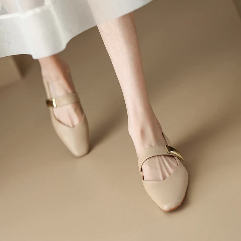 Women's Leather Business Mary Jane Heel Pump