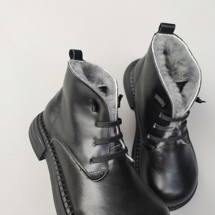 Women's Wide Toe Derby Winter Ankle Boots – Sheepskin Lined, Comfortable Fit