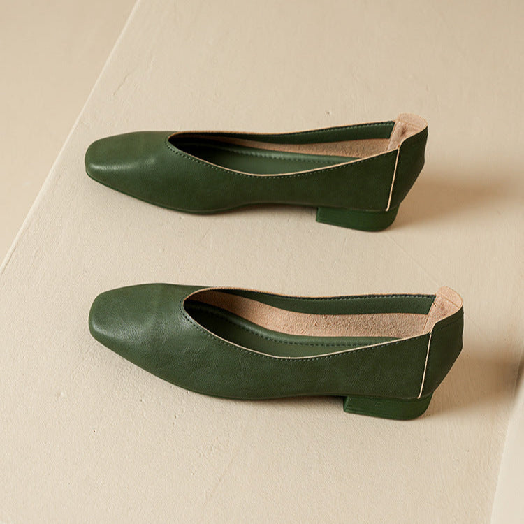 Women's Leather Low Heel Multicolor Slip On Comfortable Glove Shoes