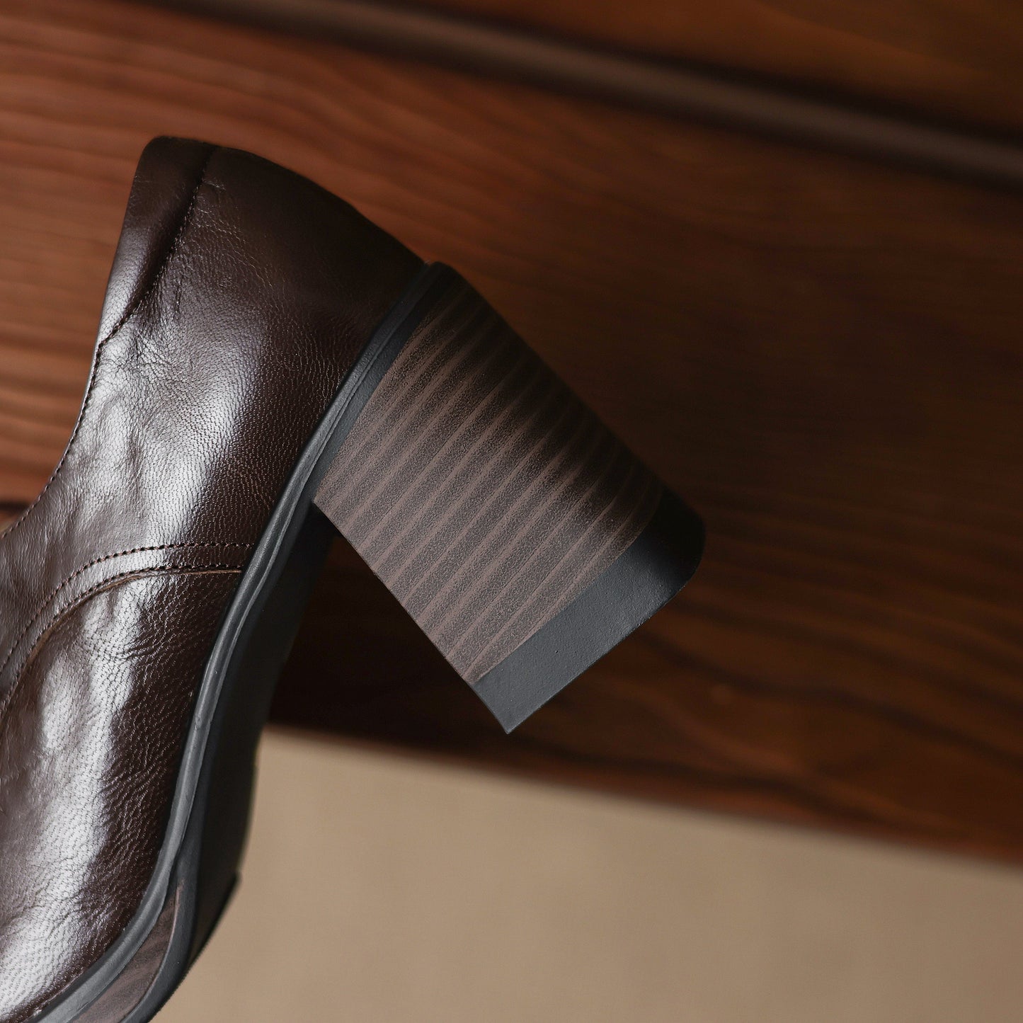 Women's Handmade Sheepskin Oxford Shoes – Business Style Block High Heels