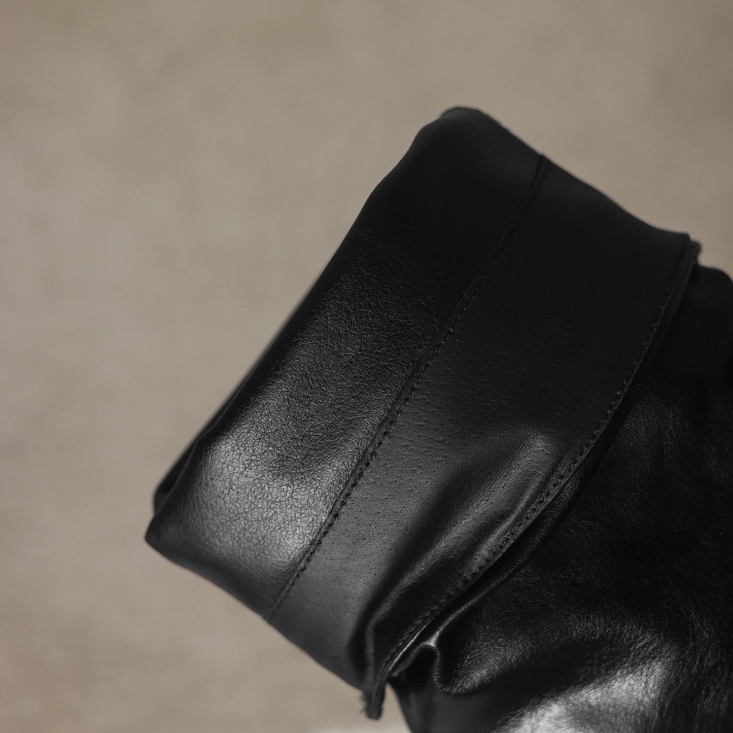 Women's Genuine Leather Western Boots Winter Slouchy Square Toe Block Heel Mid-Calf Boots